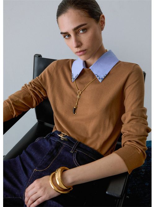 Maglia con dettaglio popeline LIU JO | WF6452MA16R/L9440